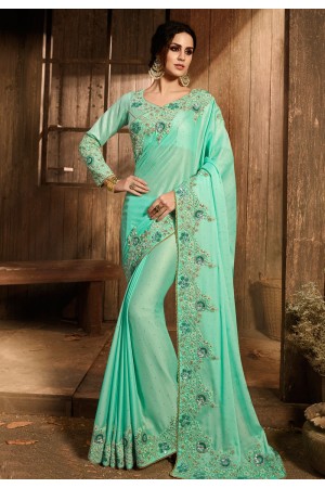 Aqua silk festival wear saree  5409